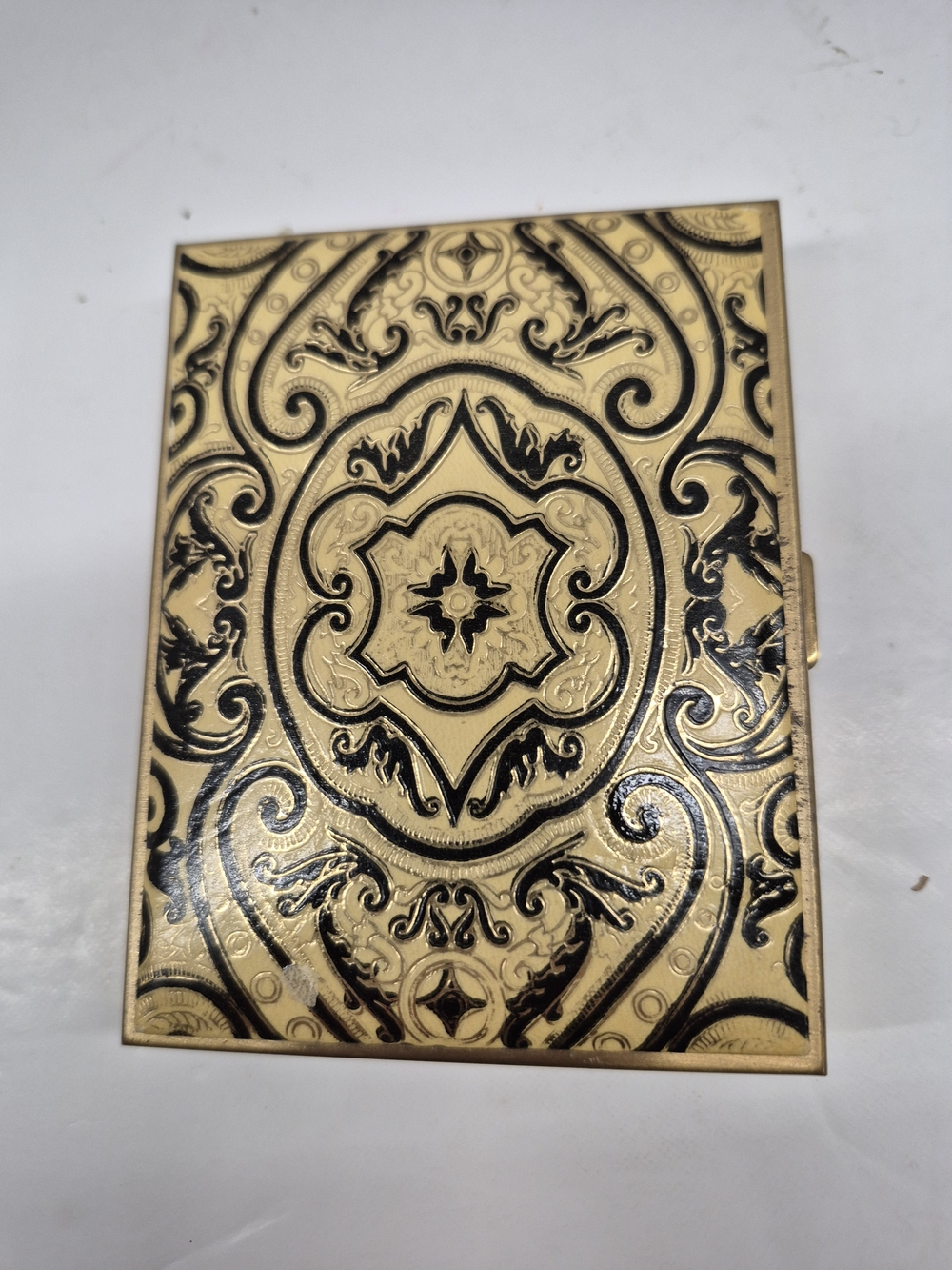 Vintage Art Deco Style Gold Tone Cigarette Case, Mid- Century